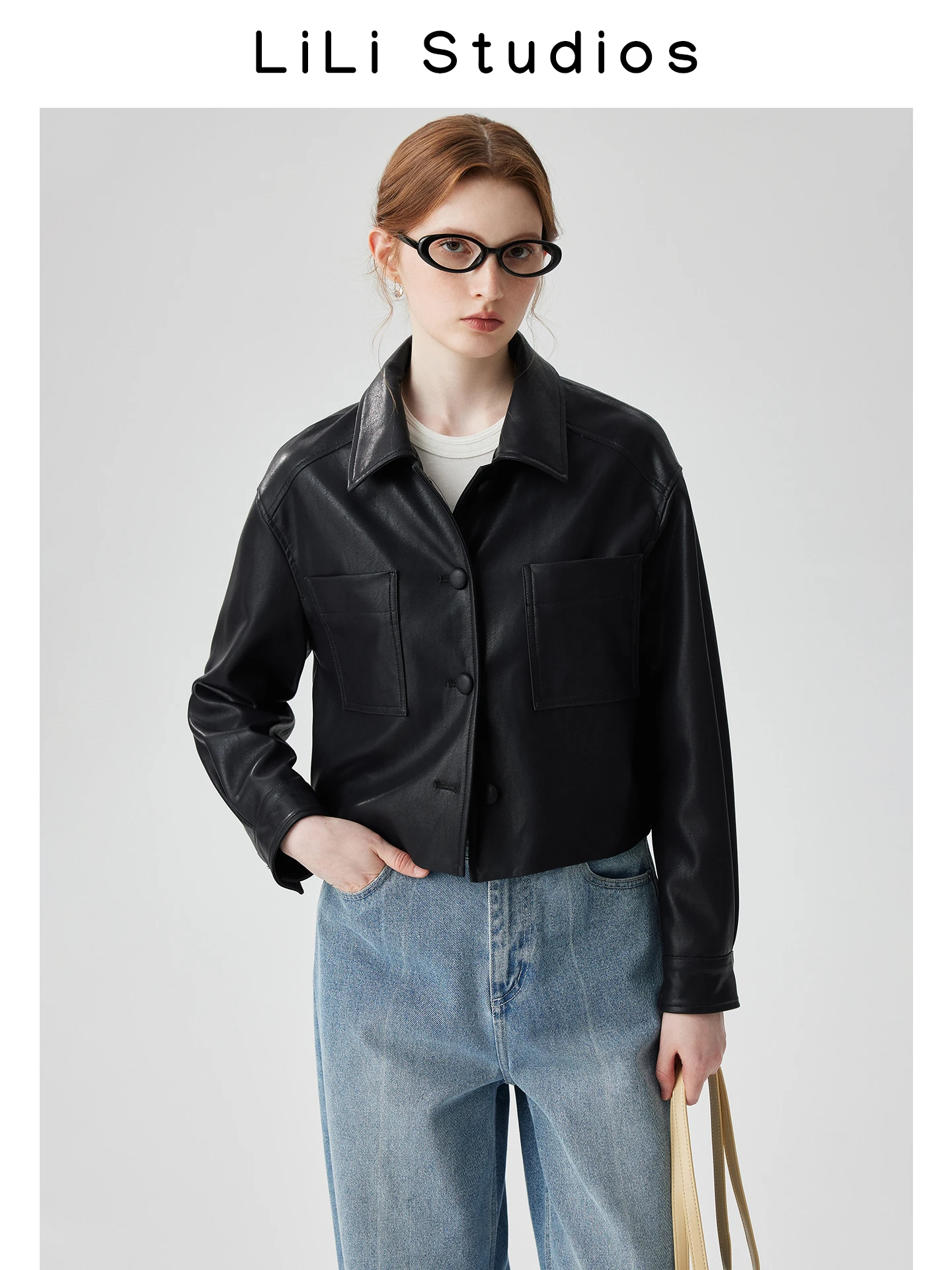 Kurtka damska ze sztucznej skóry PU, z kołnierzem, w stylu motocyklowym, modna, jesienna nowość, młodzieżowa, z włókna poliestrowego.