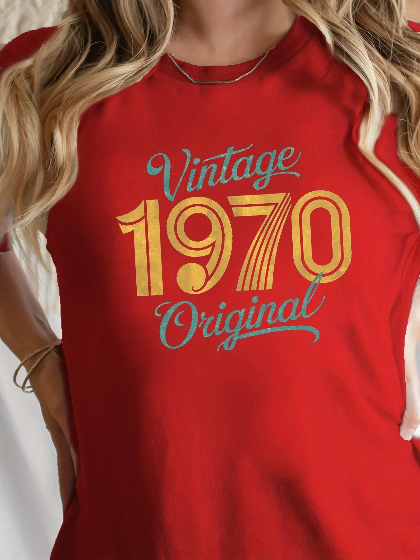 

1970 Vintage Original Print Tees Casual Short Sleeve Crew Neck T-Shirt For Spring Summer Women's Clothing