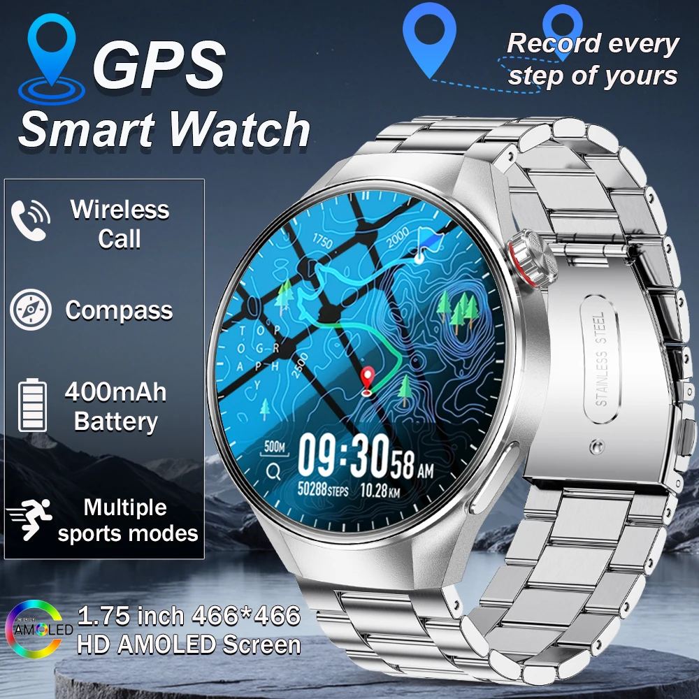 

2025 Новый компас беспроводного вызова с GPS-позиционированием, 400 мАч, многорежимный режим, 1,75-дюймовый HD AMOLED-экран для мужчин и женщин, умные часы