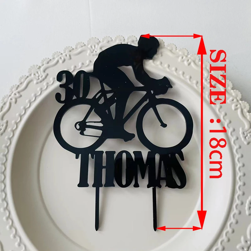 Personalised Cyclist Cake Topper With Name And Age Birthday Cake Topper Cycling Enthusiasts Custom Birthday Cake Topper