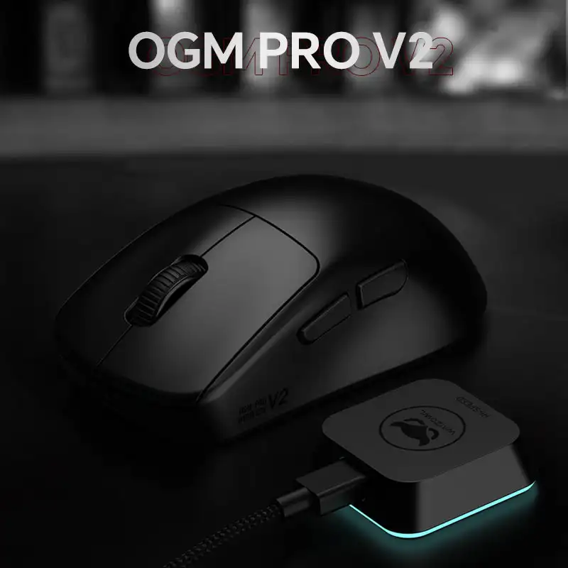 WAIZOWL OGM Pro V2 PAW3950 Gamingmuis 30000 DPI 2.4G 3-modus E-Sports Gaming-muis met 8k Dongle Oplaadbare ergonomische muizen