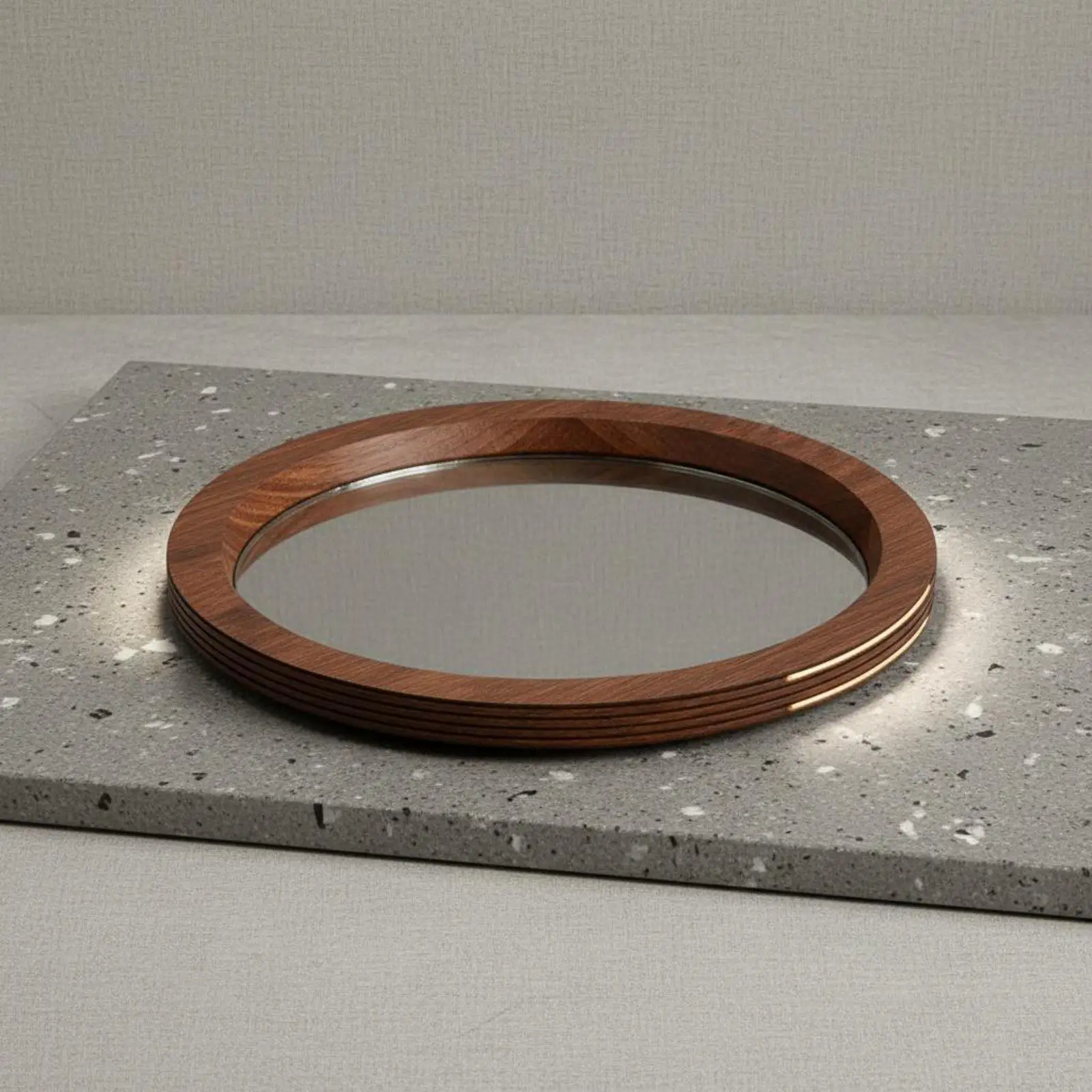 Mirror Display Tray Decorative Wooden Tray with Mirror Base for Table Design and Aesthetic Room Decor