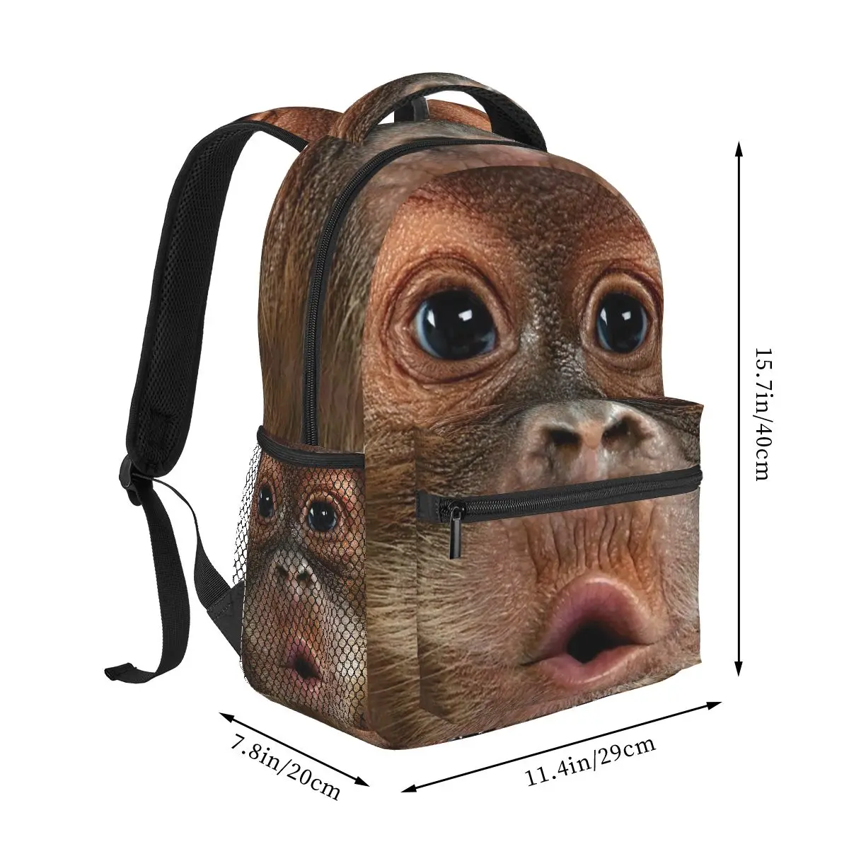 Big Face Baby Orangutan Monkey Backpacks Boys Girls Bookbag Students School Bags Travel Rucksack Shoulder Bag Large Capacity