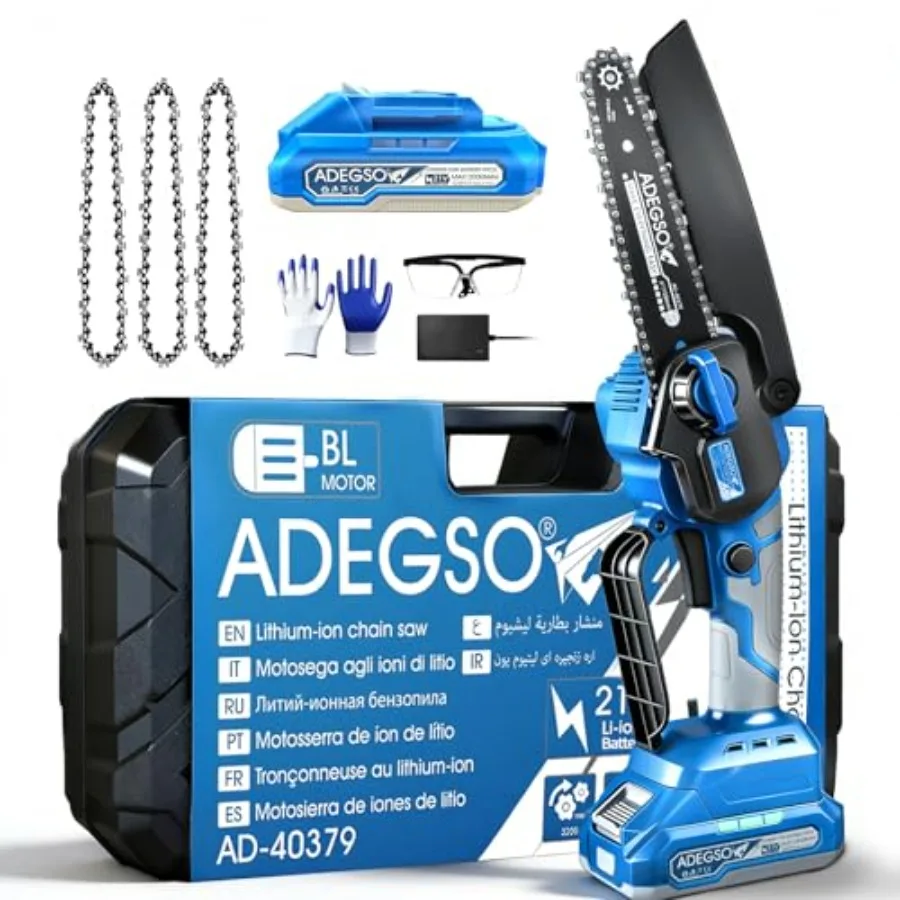 

Мини-бензопила аккумуляторная 6 дюймов, портативная электрическая цепная пила с замком безопасности/на батарейках, ручная маленькая цепная пила для W