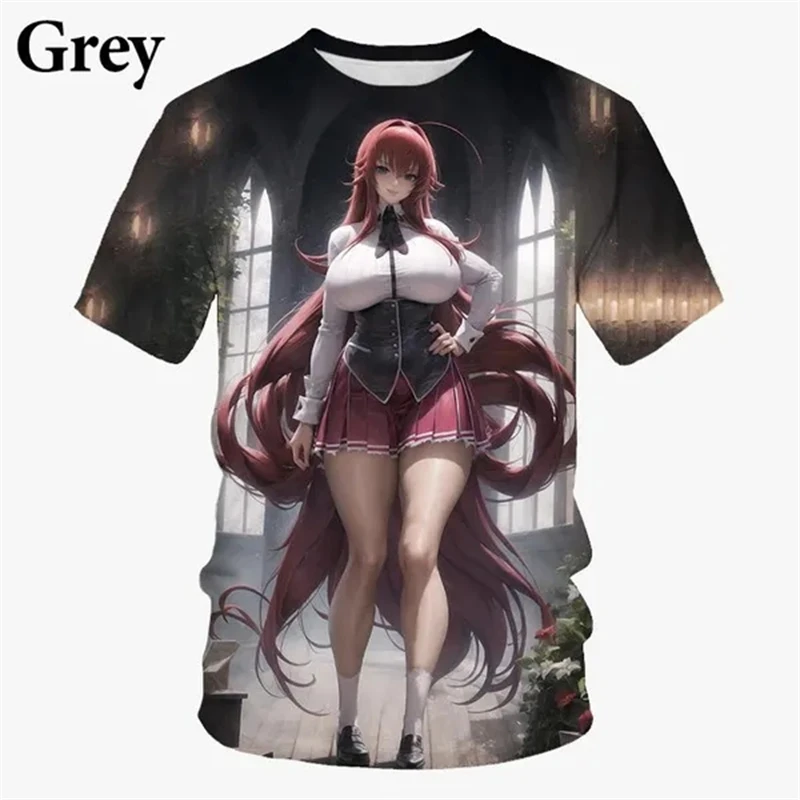 Anime 3D Printing Sexy Girls Rias Gremory T-Shirts Unisex Fun Casual Harajuku Short Sleeve T Shirts Tops Leisure Streetwear Tees