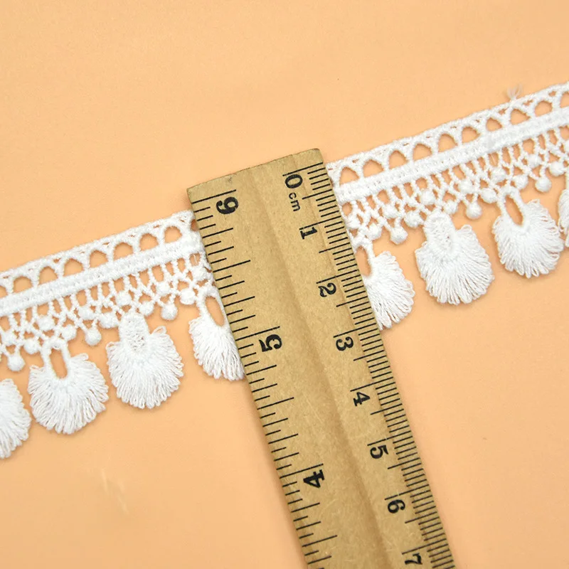 New 3cmx5 yards cotton trim water-soluble embroidery lace hanging tassel DIY children\'s clothing skirt home fabric accessories