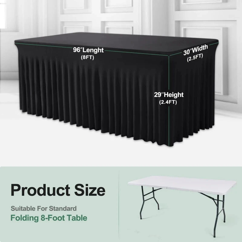 Polyester table skirt universal stretch tablecloth, suitable for parties, banquets, weddings and events