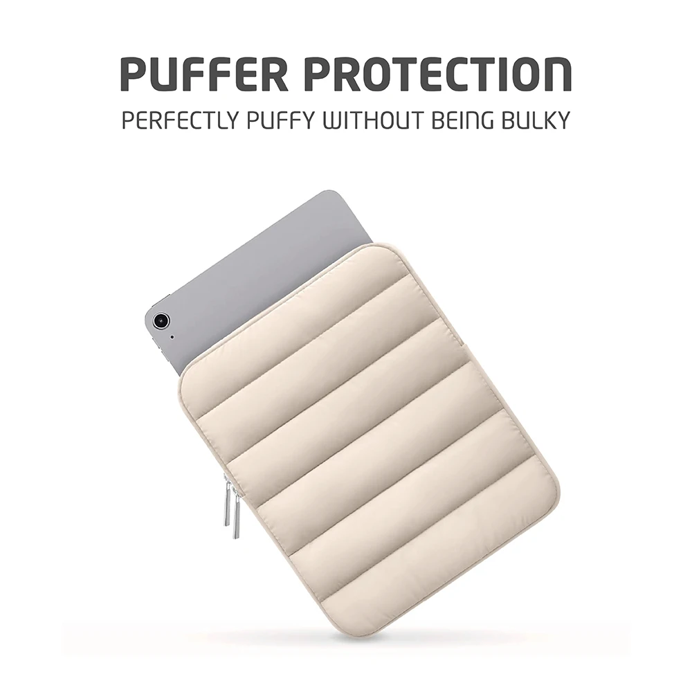 حقيبة كمبيوتر لوحي مقاس 9-11 بوصة، غطاء حماية أنيق باللون البيج وبطانة ناعمة لجهاز iPad Air Pro، وSamsung Tab، وحقيبة الكمبيوتر اللوحي