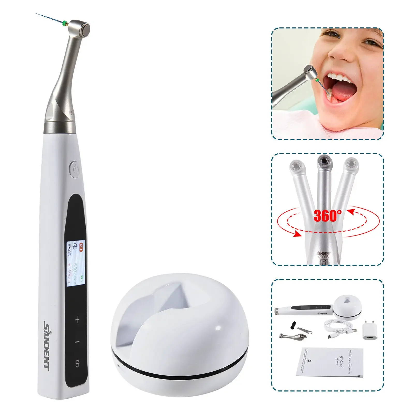 2 in 1 Dental Wireless Cordless Endo Motor Reciprocating 360° Rotated Endodontic Treatment Built in Apex Locator Fit Nsk