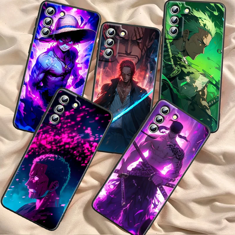 Anime Art One P-Piece Cute For Samsung Galaxy S24 S23 S22 S21 S20 FE S10 S10E Plus Ultra Pro Lite 5G Black Soft Phone Case