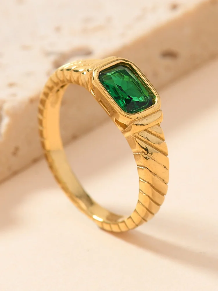 

Кольцо из титановой стали с цирконием, женское модное украшение в винтажном дворцовом стиле, трансграничное, маленькое, роскошное, текстурное кольцо