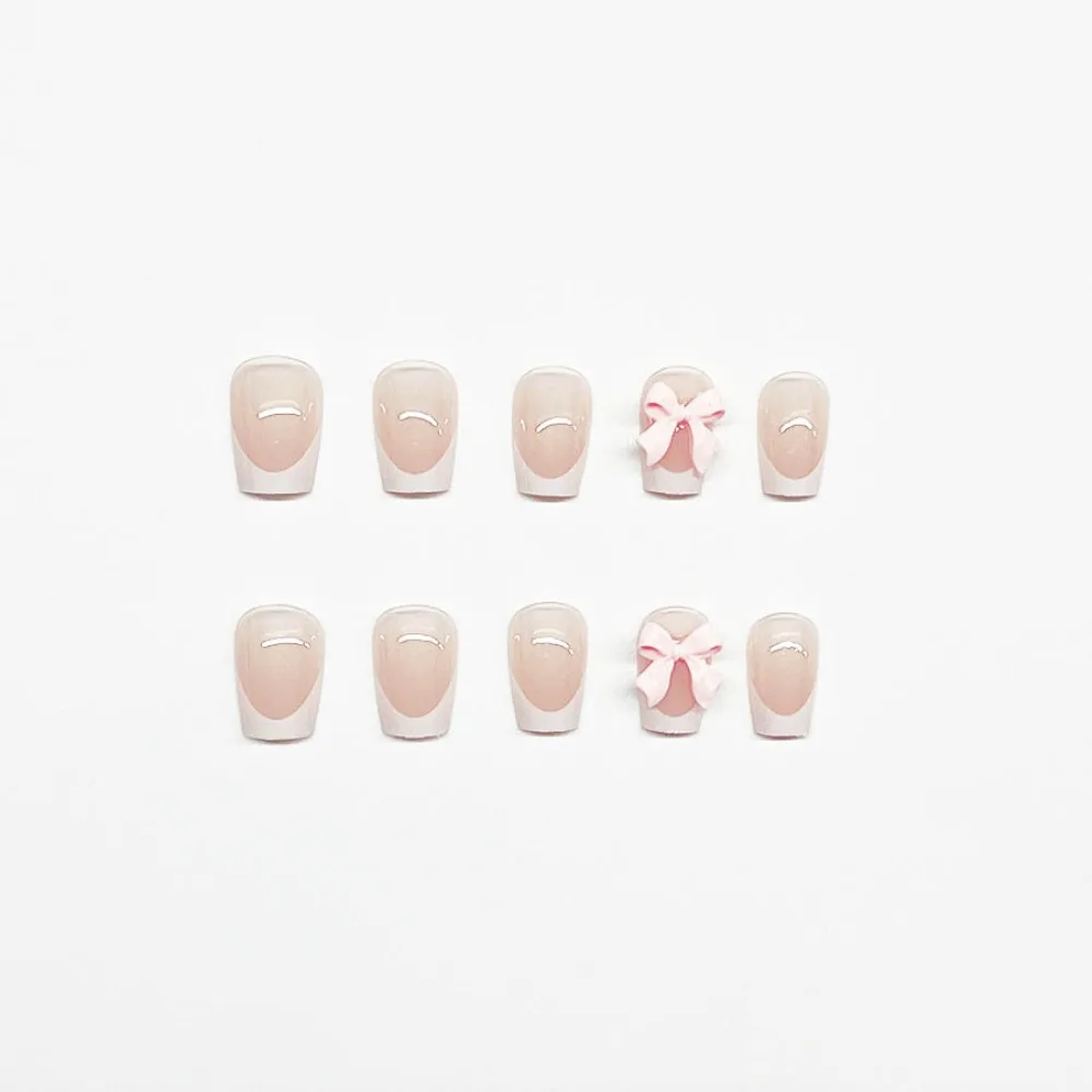 Manicure indossabile staccabile Unghie finte francesi Testa quadrata Unghie finte Copertura completa Flash Stampa sulle unghie Ragazza