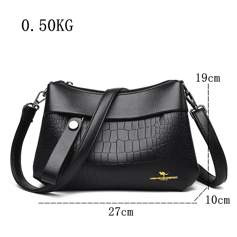 Luxury Crocod Pattern 3 Layers Shoulder Crossbody Bag Women Soft Leather Handbag Ladies Large Capacity Brand Messenger Tote