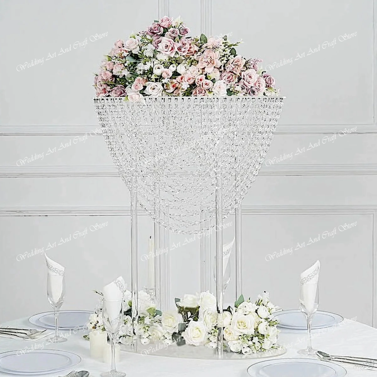 

60cm/100cm)6pcs))black/white/BalsaCircle Acrylic Flower Display Stand Crystal Chandelier Table Centerpiece Party Decorations