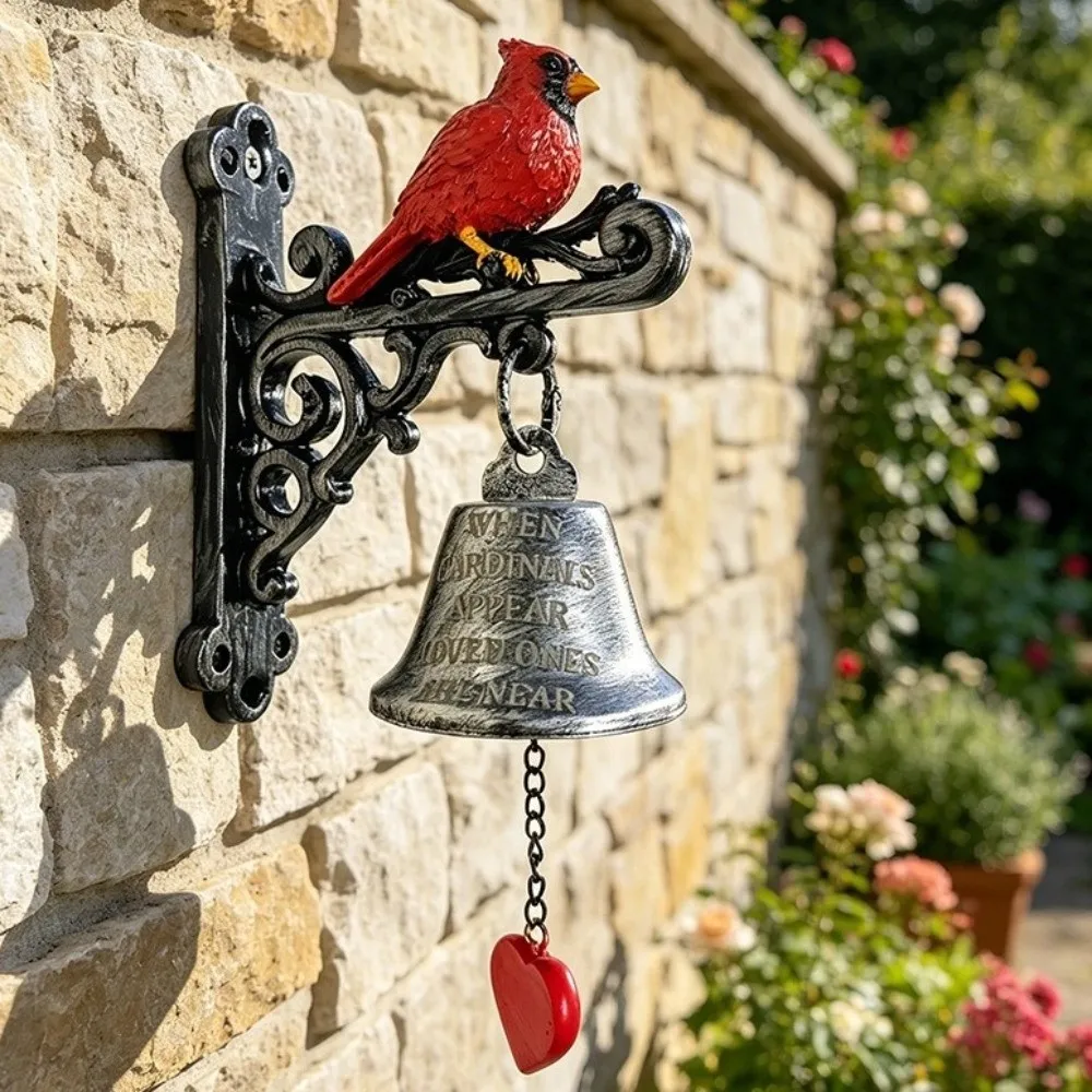 Vintage Design Metal Red Bird Doorbell Resin Sturdy Wall Mounted Doorbell Handmade Weather-proof Cast Iron Bell Porch Area