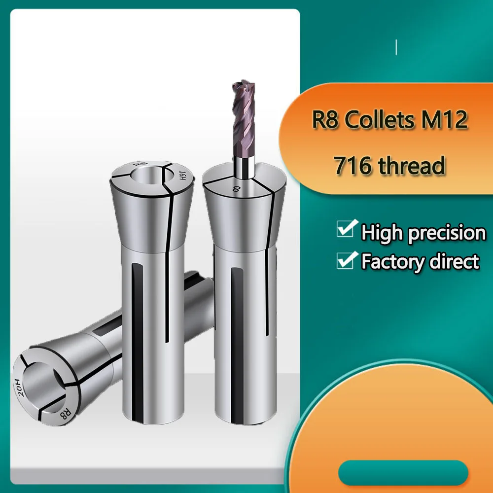 R8 3 4 5 6 Spring Collets Set High Precision Metric M12 thread inche 7/16 Clamping Tools Lahte Machine Parts