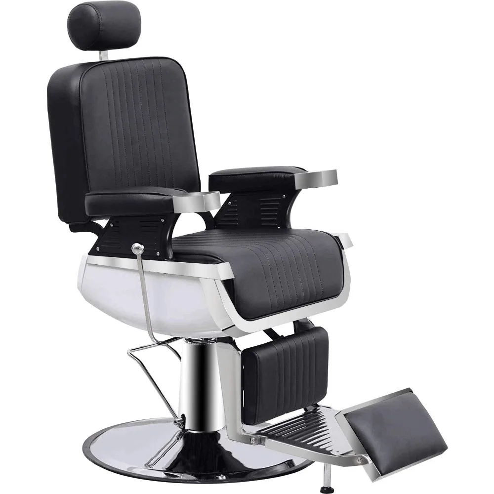 

Heavy Duty Vintage Barber Chair All Purpose Hydraulic Reclining Antique Salon Equipment for Barbershop Stylist , Black