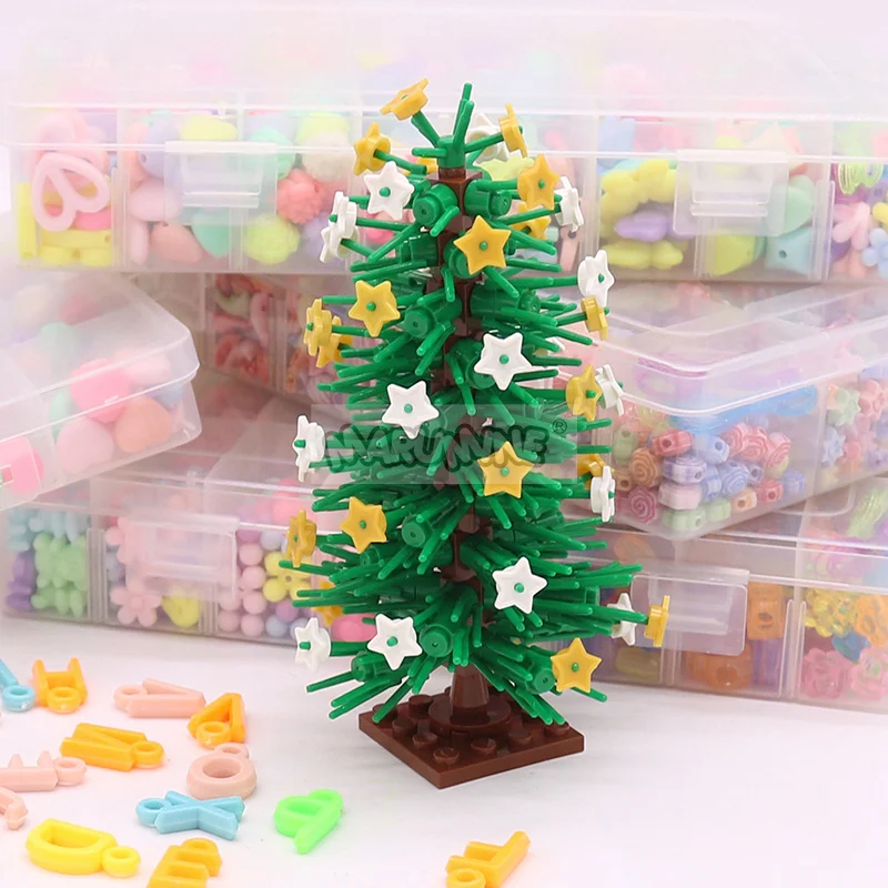 ต้นคริสต์มาสพร้อมดวงดาว139ชิ้นต้นชุดโมเดลอิฐเมือง Moc ของขวัญคริสต์มาสตกแต่งของประดับโต๊ะทำงาน