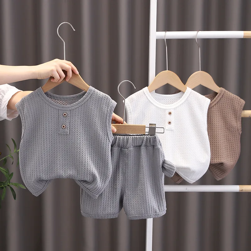 

2Pc Baby Girls Clothing Set Summer Cotton Linen Breathable Toddler Boys Sets Kids Korean Kid Set Outfit Shorts Sets With Pants