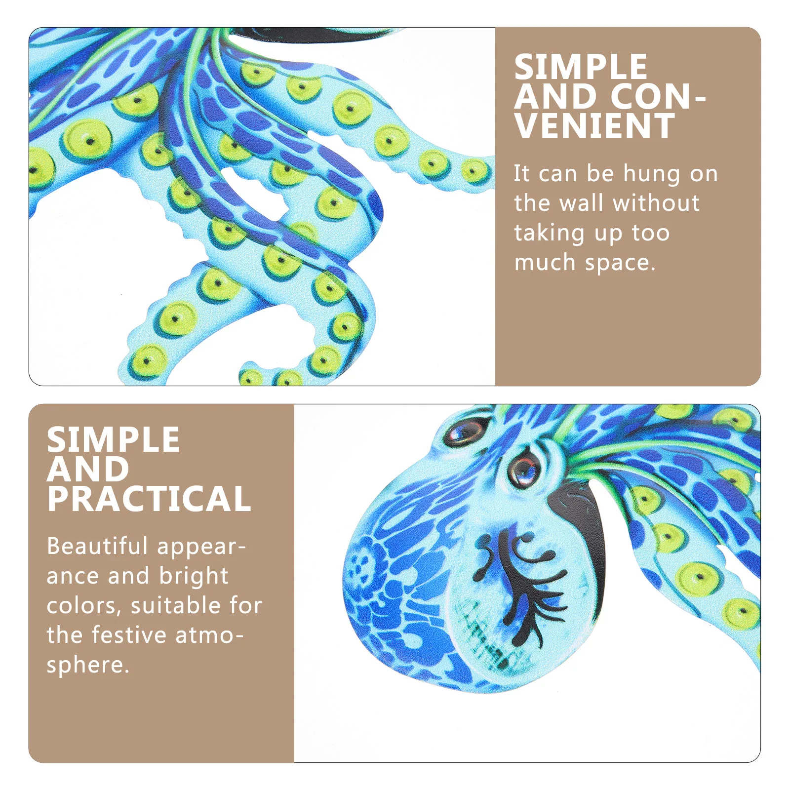 

Iron Metal Octopus Decor Rust Resistant Colorful Home Garden Decoration Sculpture Hanging Art Ornament Wall Hanging