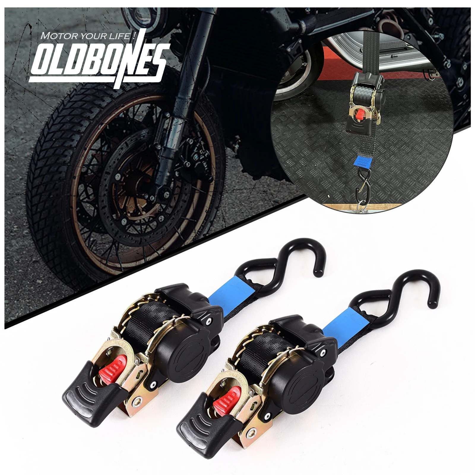 Auto Retractable Ratchet Tie Down Starp Belts Single Hook Universal Motorcycle Tools Convenient Fast Binding Prevent Falling