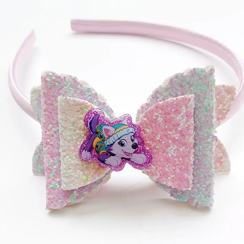Paw Patrol Skye Baby Shiny Bow Headband Cartoon Cute Girl Newborn Headband Headwear Kids Jewelry Birthday Christmas Party Gift