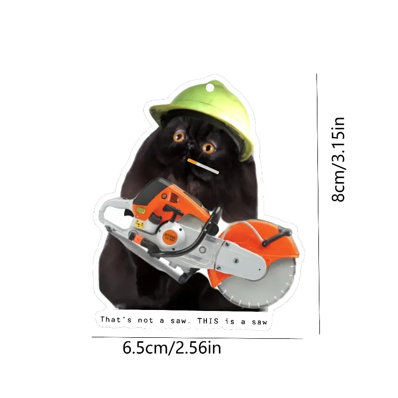 Car Air Freshener Funny Black Cat With Saw Hard Hat Hanging Scent Card for Car Interior Rearview Mirror Ornament Gift