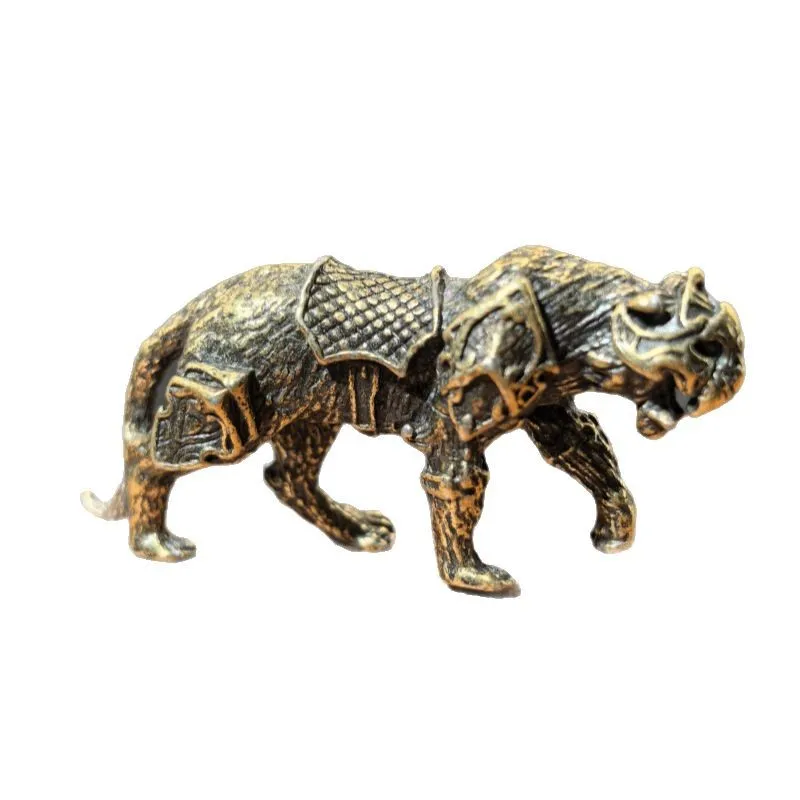 الرجعية النحاس مهيب صابر الأسنان النمر مصغرة تمثال سطح المكتب الديكور خمر تمثال على شكل حيوان صغير ديكور المنزل حلية #5