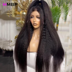 Perruque Full Lace Wig 360 naturelle brésilienne, cheveux crépus lisses, 13x6 HD, pre-plucked, sans colle, densité 350