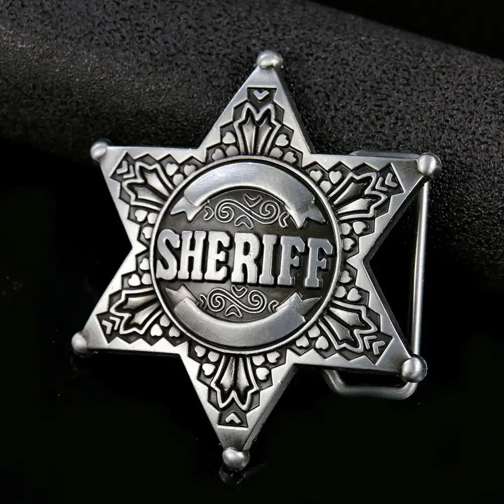 Judaism Hexagon Star of David Sign Metal Belt Buckle Stainless Steel US Six-pointed Star Sheriff Western Cowboy Belt Accessories