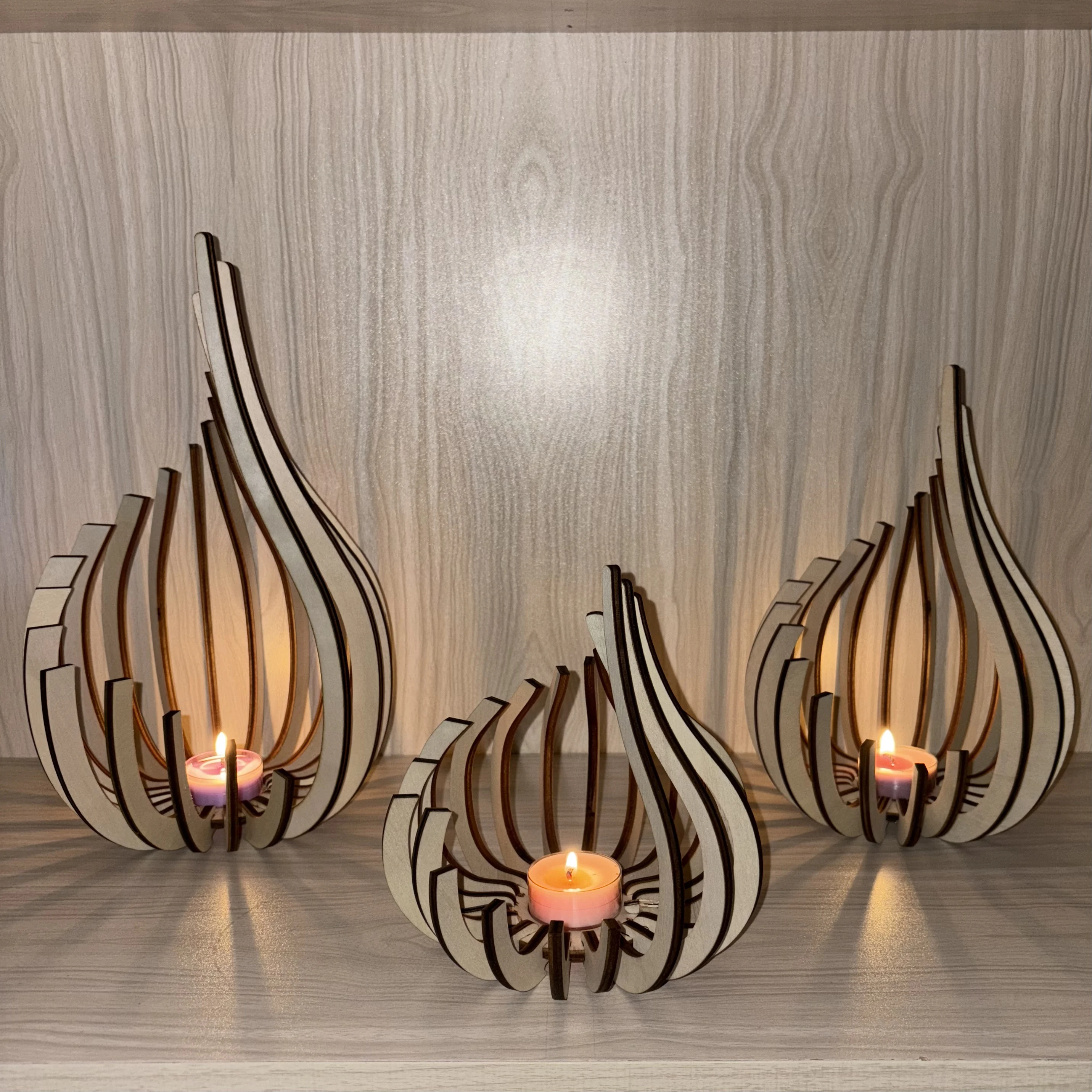 Wooden Artwork Candle Holder High-End Decoration Castle