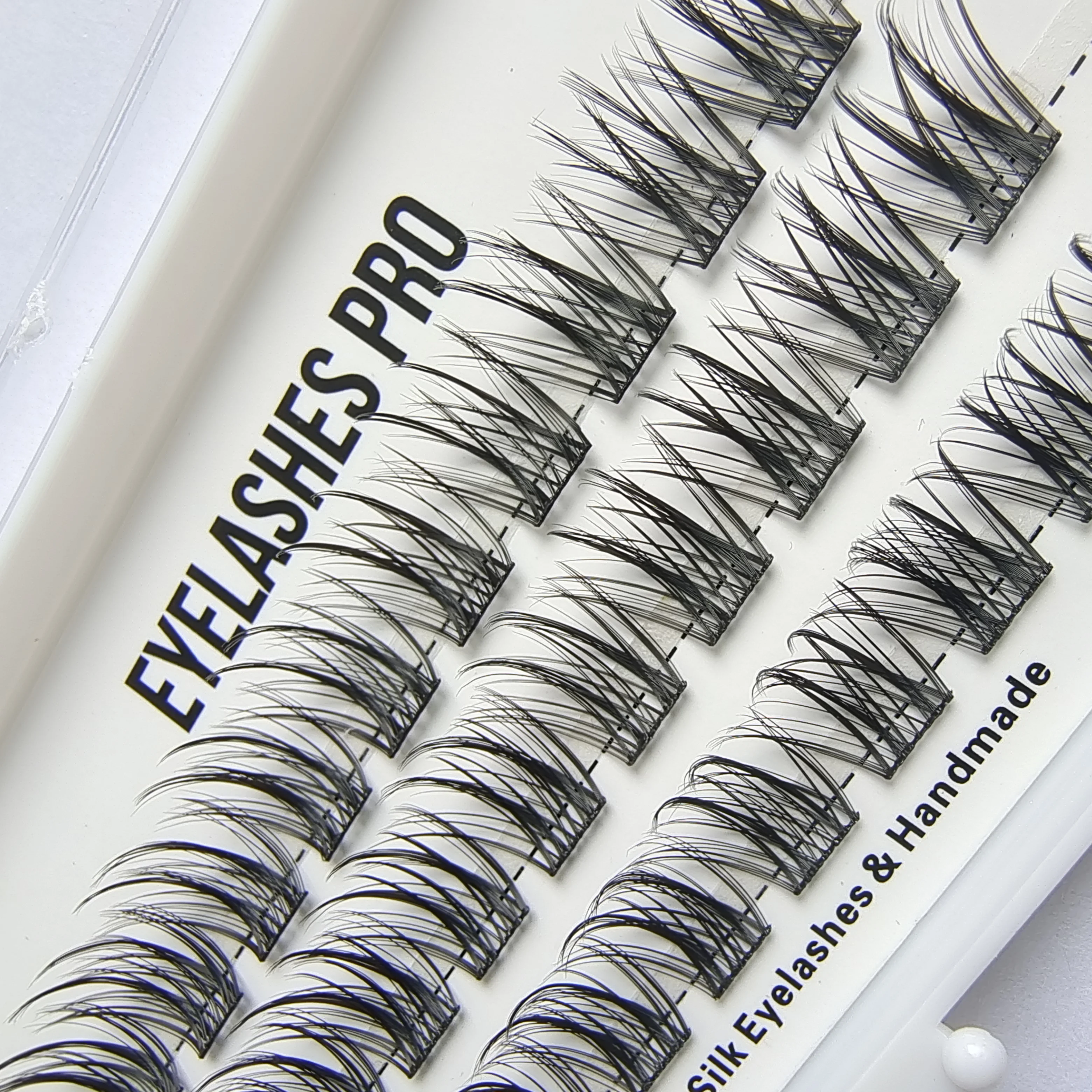 F004 DIY Hand Made Eyelash Extension Segmented Flase Lashes Dramatic Lash Bundles Soft Ribbon Strip Eyelashes Makeup Lashes