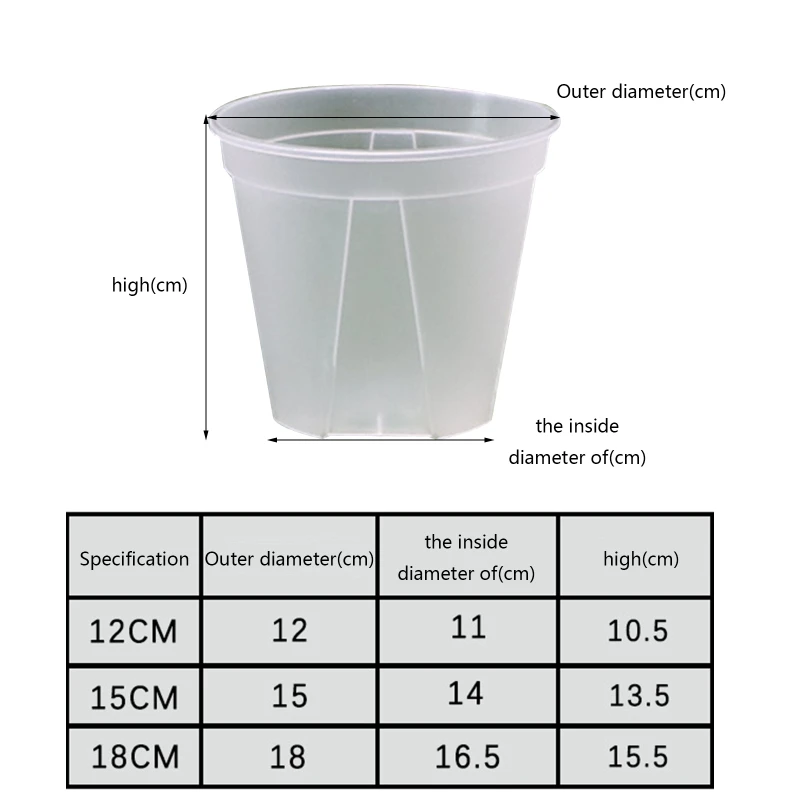 Vaso de orquídea transparente 12/15/18 cm orquídea respirável com fenda vaso de plástico transparente plantador de ervas para