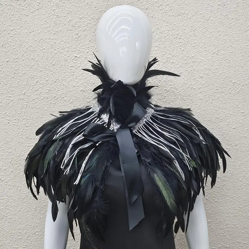 

Платье в готическом стиле, накидка на Хэллоуин, свадебная вечеринка, шаль, шарф, женские шарфы на шею, детские шали с турецкими перьями