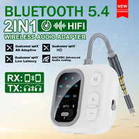 2 in 1 aptX-Adaptive AD/HD/LL/SBC/AAC Bluetooth 5.4 Audio Transmitter Receiver 3.5MM AUX HIFI Music Multipoint Wireless Adapter