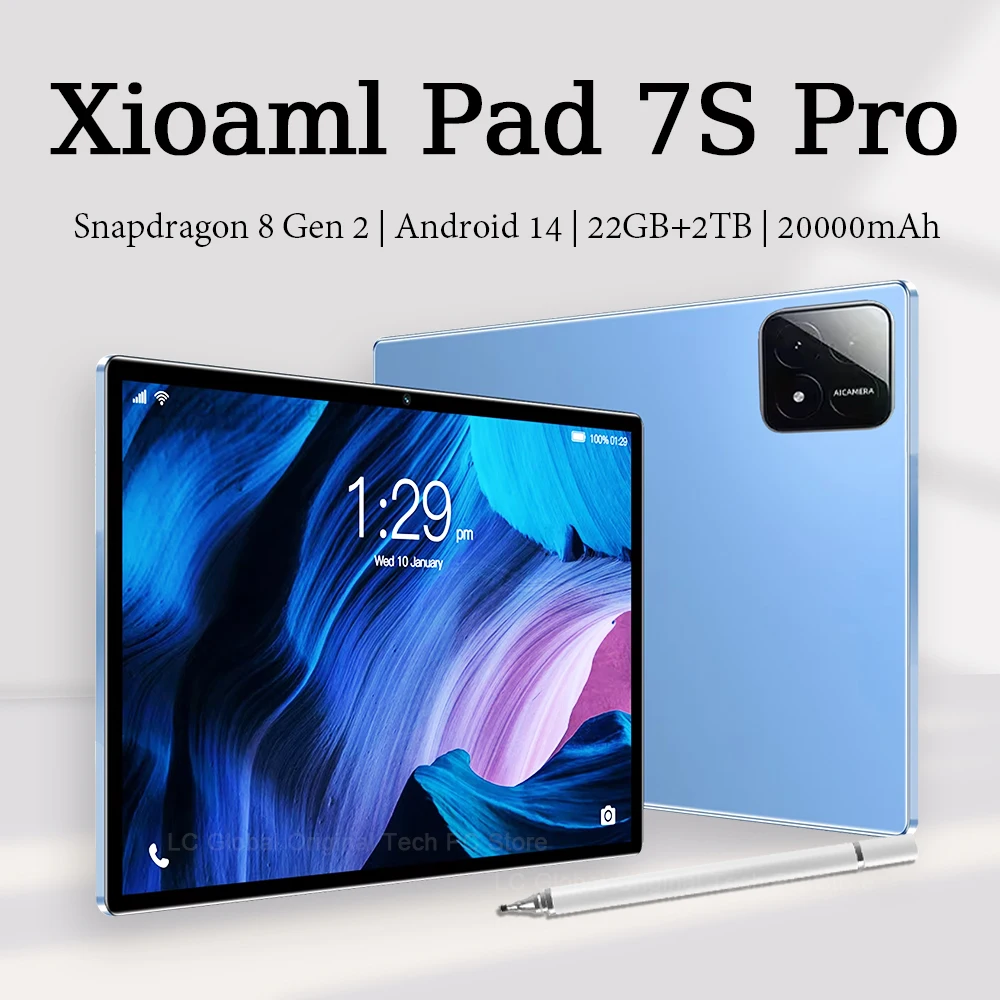 

New Original Pad 7S Pro Tablet Snapdragon 8 Gen 2 Android 14 22GB+1TB 20000mAh 5G Dual SIM 11inch WiFi GPS HD 4K Gaming Tab PC