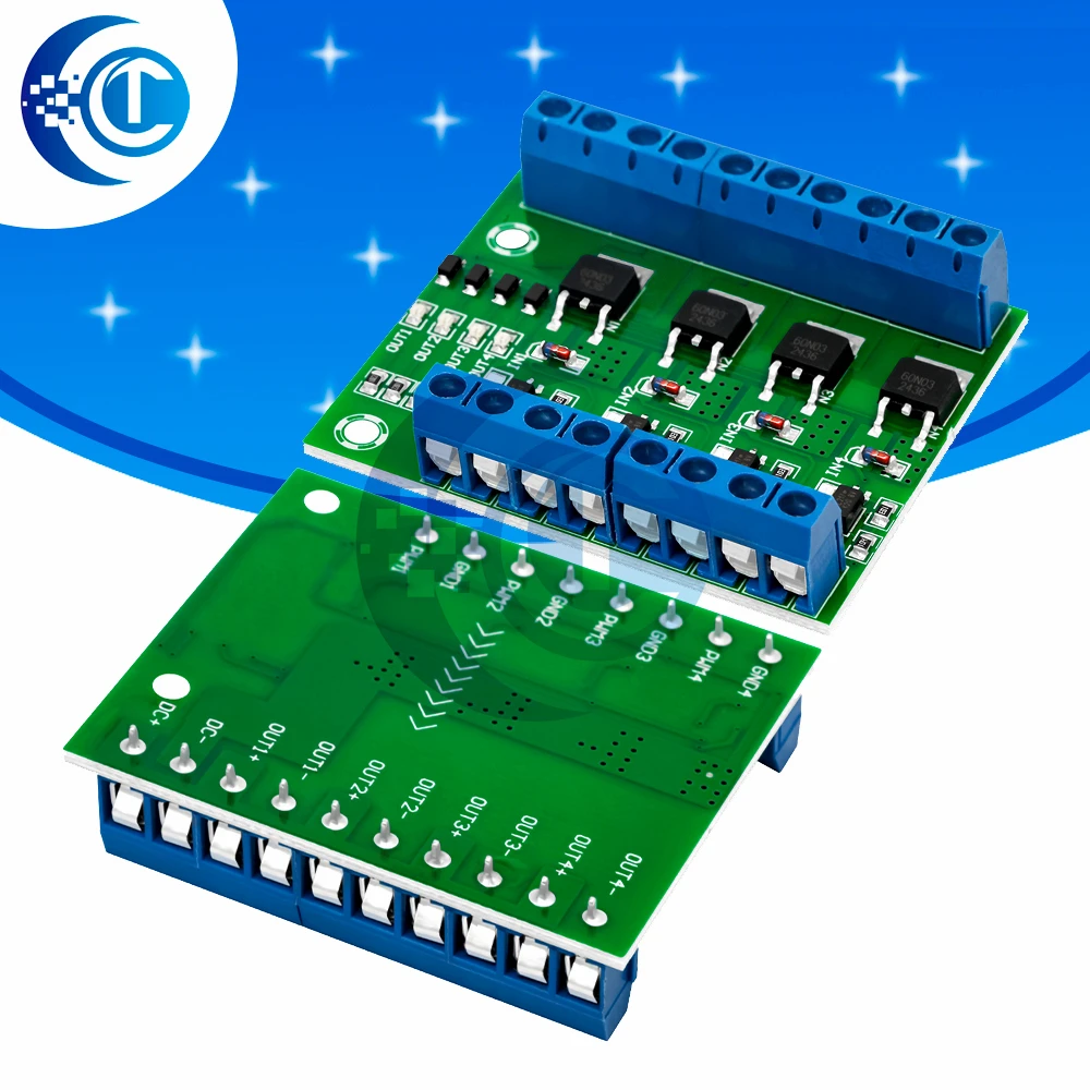 Placa controladora de interruptor de disparo de pulso MOS FET de 4 canales, placa controladora optoaislador optoacoplador PWM para luz LED de Motor