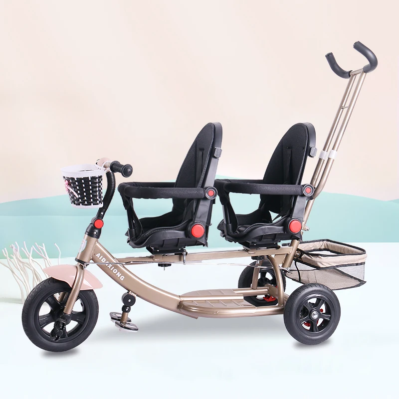 Stroller twins baby walker Tricycle double car children\'s stroller Children\'s double bicycle