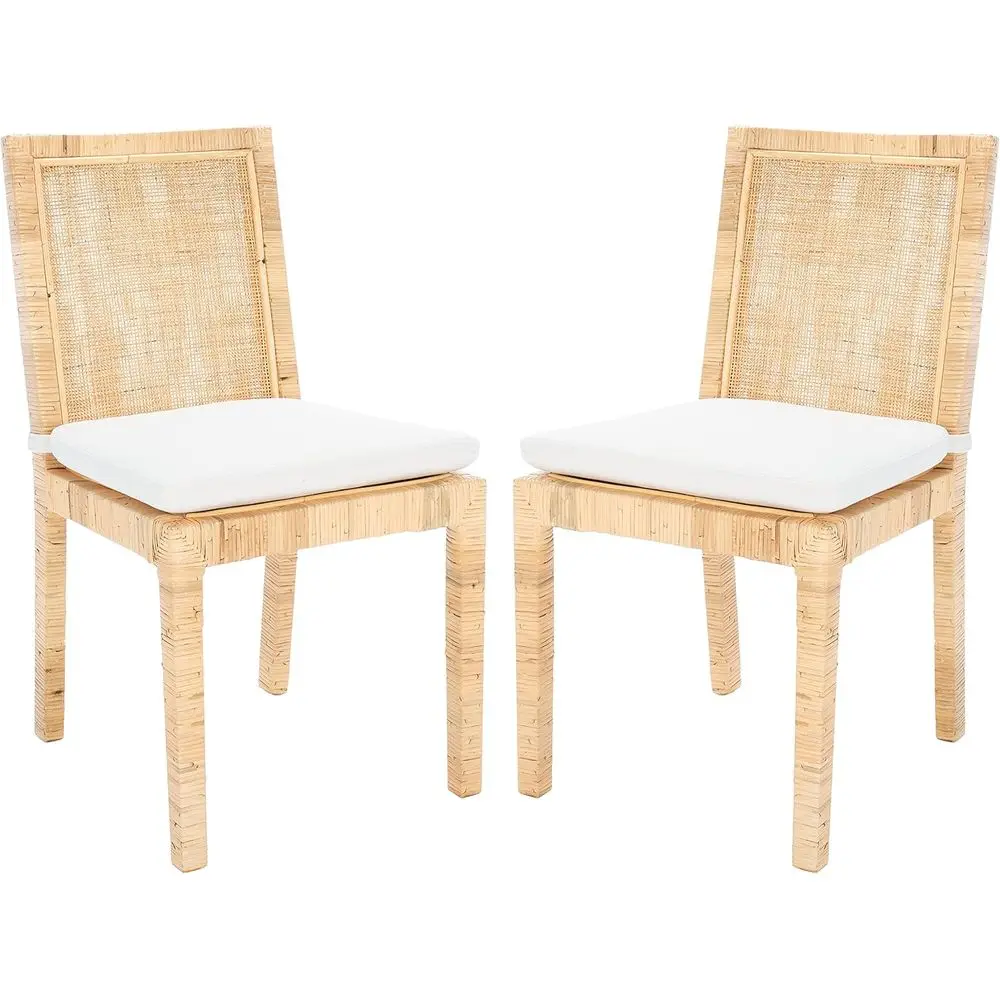 

Natural Cane and White Cushion Accent Chair for Living and Dining Rooms (Fully Assembled)