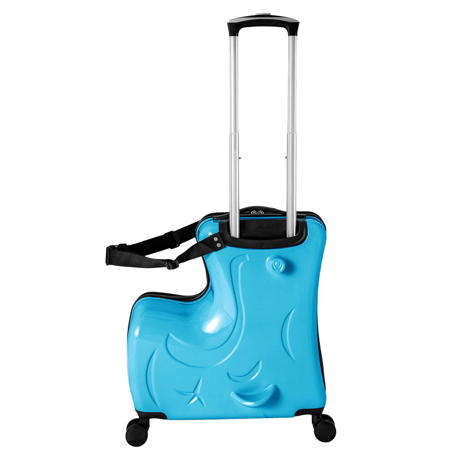 20 Inch Blue Children's Cycling Travel Luggage, Rolling Luggage with Wheels, Handcart Luggage with Password Lock