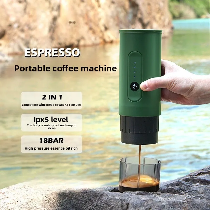

Portable Outdoor Italian Coffee pot Machine Hand-held Electric Coffee Powder Capsule Dual-purpose Travel Vehicle Charging