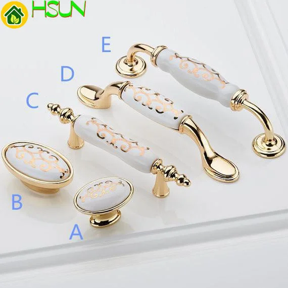 

3'' 3.75'' 5'' Dresser Knobs Pulls Drawer Knobs Pulls Handles Cabinet Knobs Handles Ceramic White Gold Kitchen Cupboard Handle