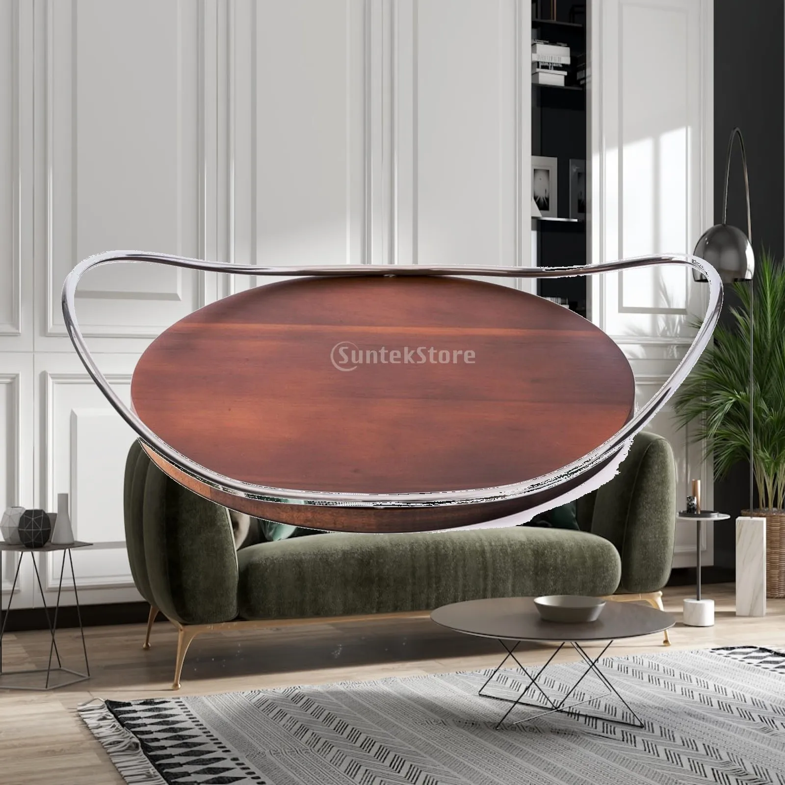 Elegant Wood and Metal Tray for Living Room Side Table Decor and Entryway Catchall