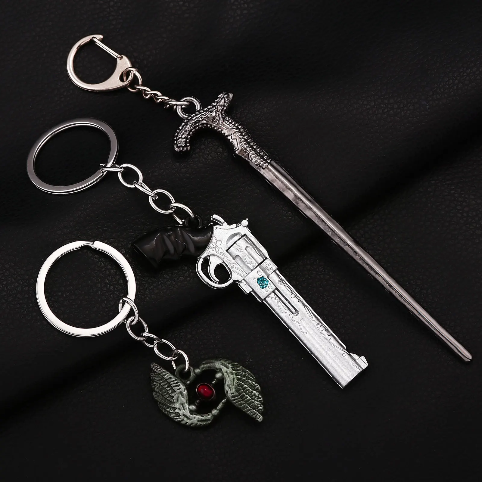 Anime Devil May Cry Dante Model Sword Rebellion Blade Keychain Ebony Rose Pistol Crimson Queen Necklace Pendant Unisex Jewelry