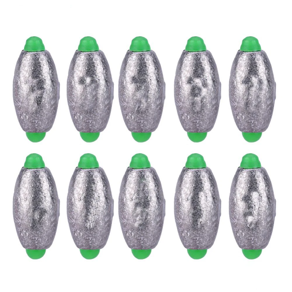 Split Abertura Boca Pesos de Pesca, Peso Adicional Conector Gancho, Slip Shot Sinker, Chumbo Olive Shape, Outono, 2g-15g, 10pcs