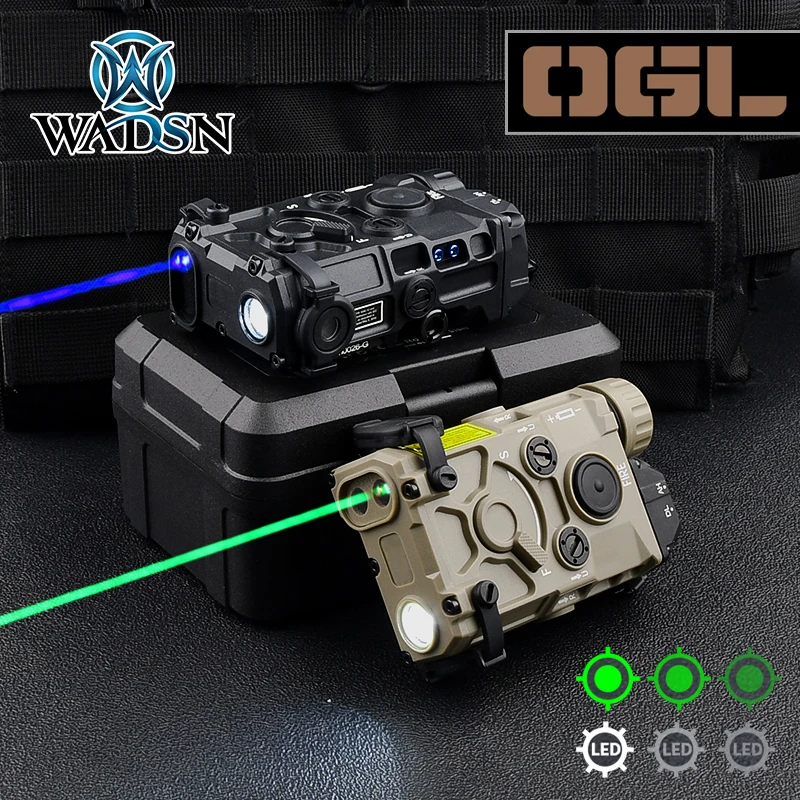 WADSN Tactical OGL Nylon Plastic Red Green Blue Dot Sight adjust illumination Laser Aiming Hunting White LED Strobe Flashlight