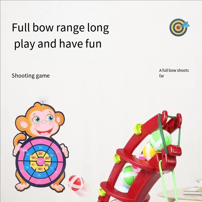 Katapult-Klebeball-Bogen-und-Pfeil-Zielscheibe, interaktives Eltern-Kind-Wurf- und Schieß-Dartspielzeug – Detail 12