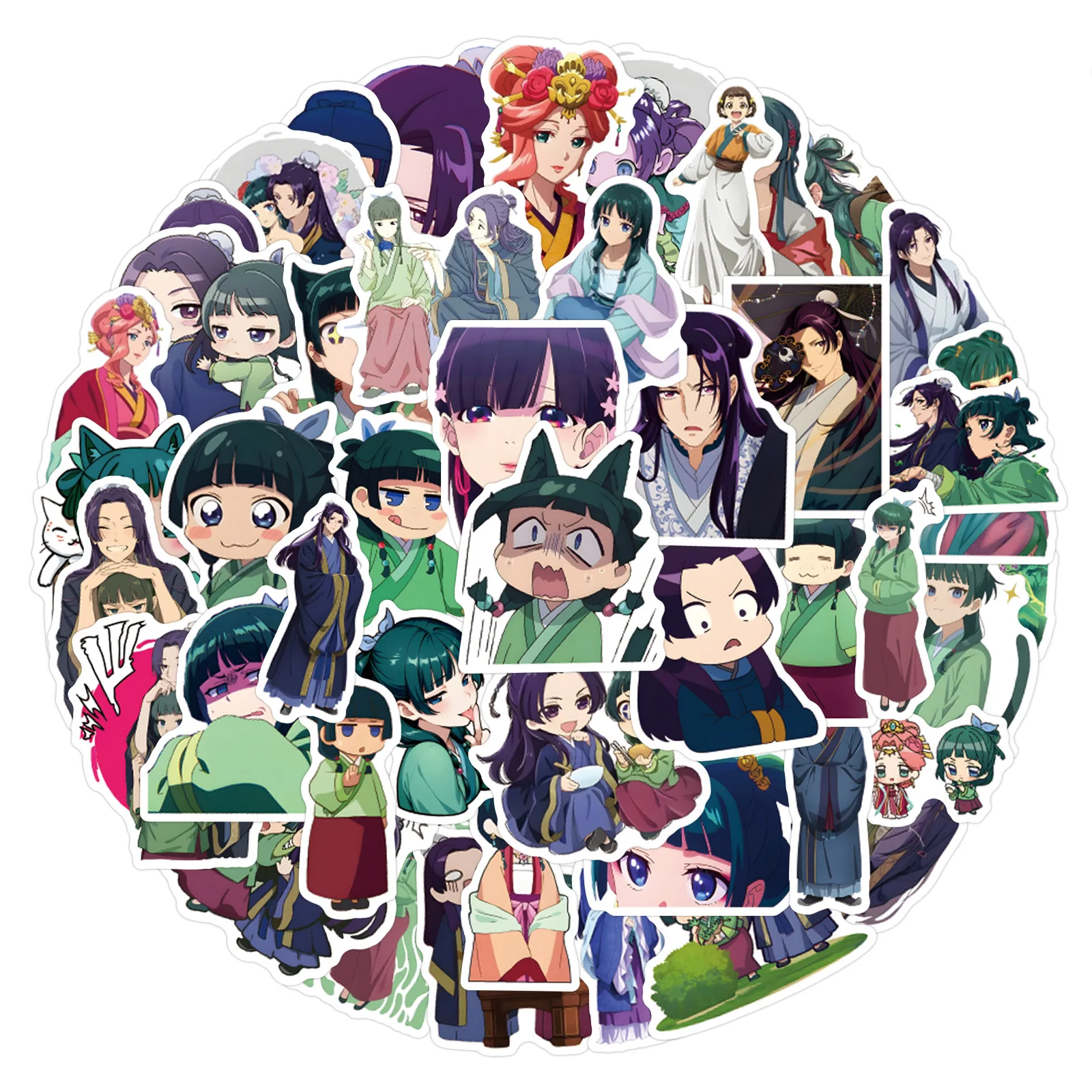 60Pcs Maomao Apothecary Diaries Stickers Jinshi DIY Diary Phone Case Handmade Scrapbook Aesthetic Stickers