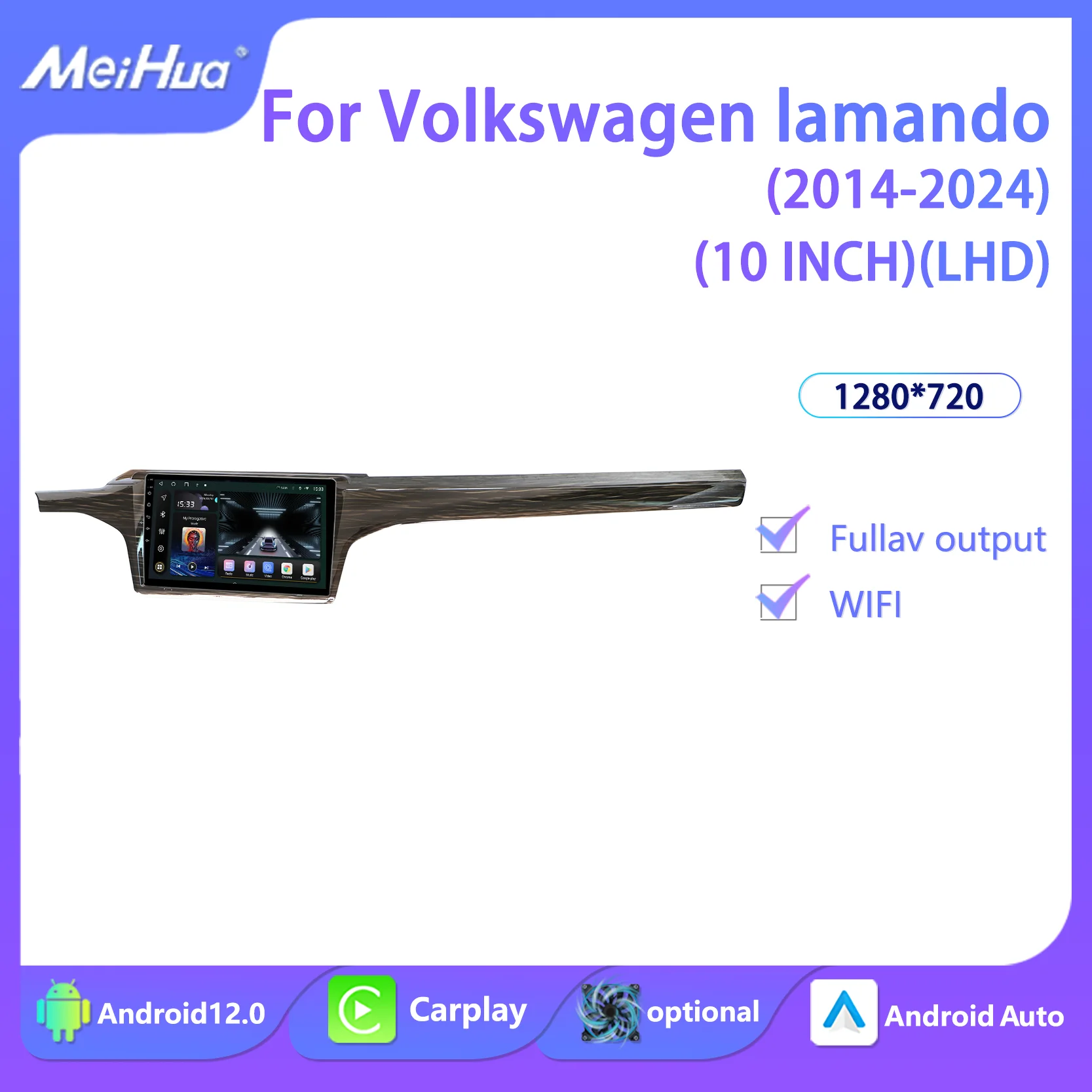 Meihua High Quality Android Screen GPS Stereo Car Dashboard Decoration DVD Radio Frame Interior Kits For VW Lamando 10INCH LHD
