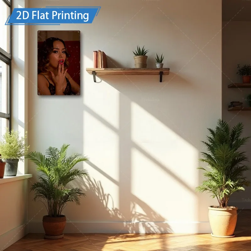 ป้ายโลหะ 1 ชิ้น, 4x16 นิ้ว "ศิลปะบนผนังการพิมพ์แบบแบน 2 มิติที่ทันสมัย: ผู้หญิงที่สง่างามในสีดํา, ตกแต่งห้องนั่งเล่น"